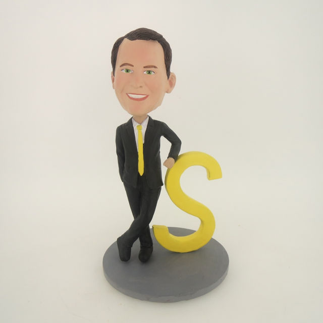 Picture of Custom Bobblehead Doll: Black Suit Man Rely On S
