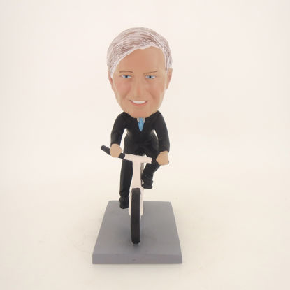 Picture of Custom Bobblehead Doll: Black Suit Man Riding Bicycle