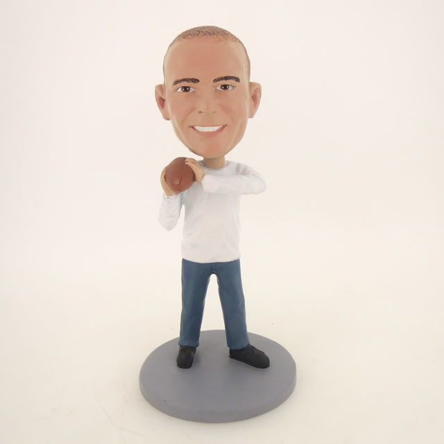 Picture of Custom Bobblehead Doll: Casual Man With Football
