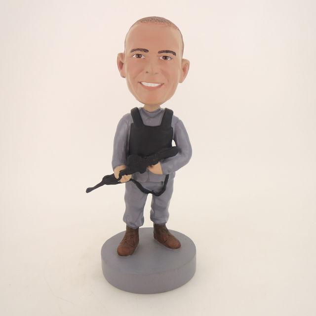 Picture of Custom Bobblehead Doll: Military Policeman With Machine Gun