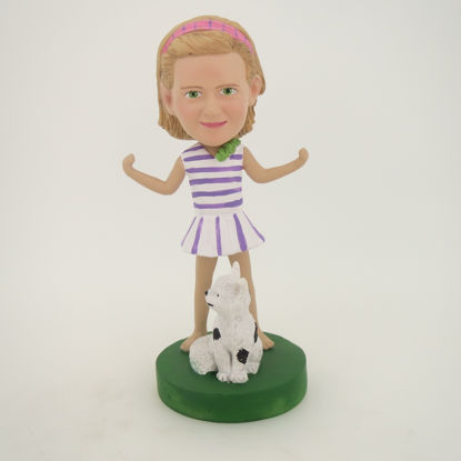 Picture of Custom Bobblehead Doll: Girl And Cat