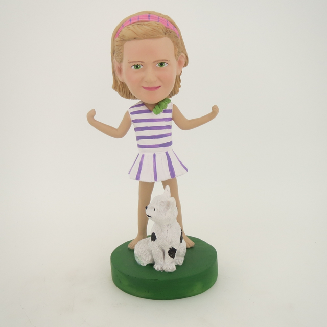 Picture of Custom Bobblehead Doll: Girl And Cat