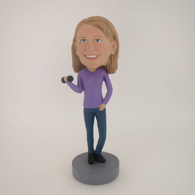 Picture of Custom Bobblehead Doll: Woman Playing Dumbbell