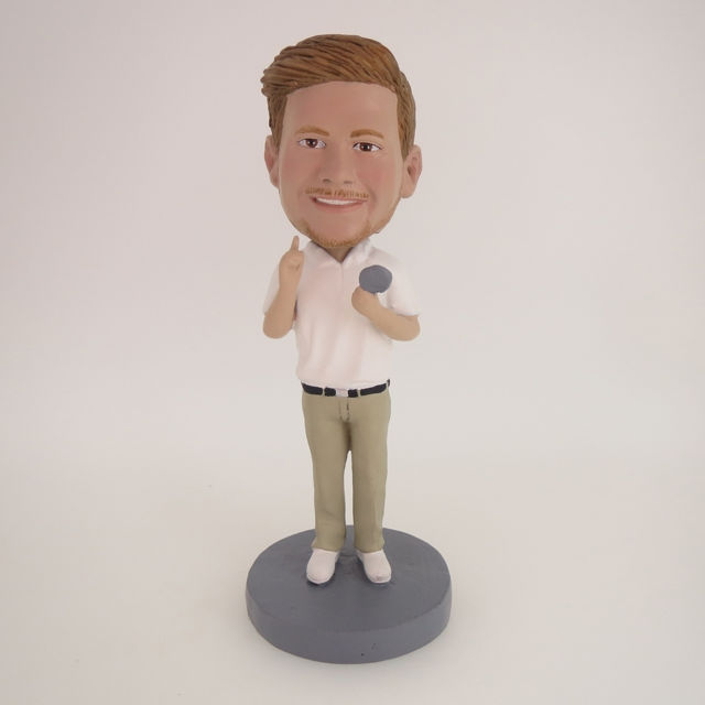 Picture of Custom Bobblehead Doll: White Shirt Man With Microphone