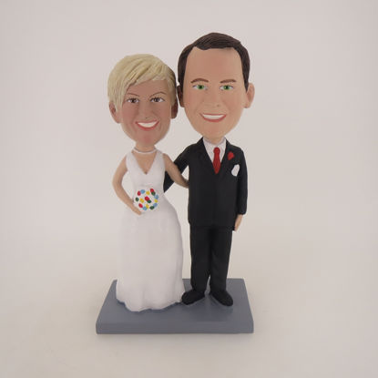 Picture of Custom Bobblehead Doll: Arm Behind Each Other Wedding Couple