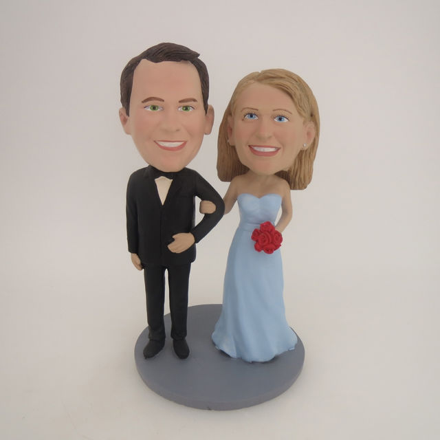 Picture of Custom Bobblehead Doll: Arms Around Each Other Retro Wedding Couple