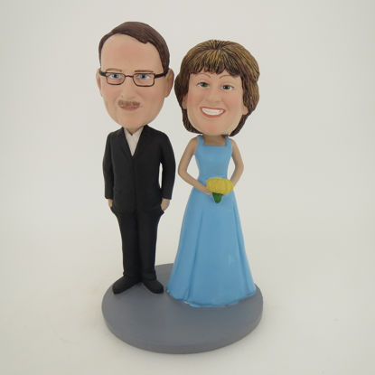 Picture of Custom Bobblehead Doll: Black Suit Man And Bride