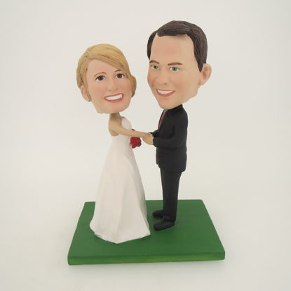 Picture of Custom Bobblehead Doll: Groom Holding Bride's Hand Wedding