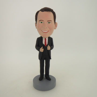 Picture of Custom Bobblehead Doll: Business Man In Nice Suit And Red Tie