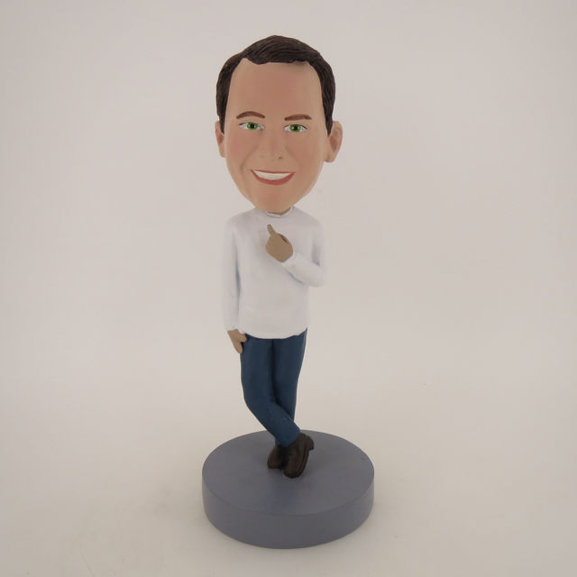 Picture of Custom Bobblehead Doll: Casual Man Finger Up