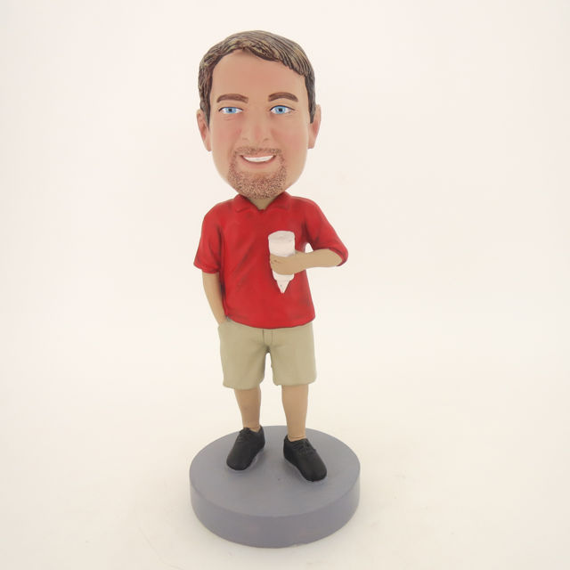 Picture of Custom Bobblehead Doll: Custom Bobblehead Doll: Casual Man Having Ice Cream
