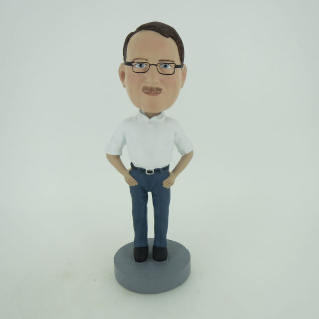 Picture of Custom Bobblehead Doll: Casual Man In White And Blue
