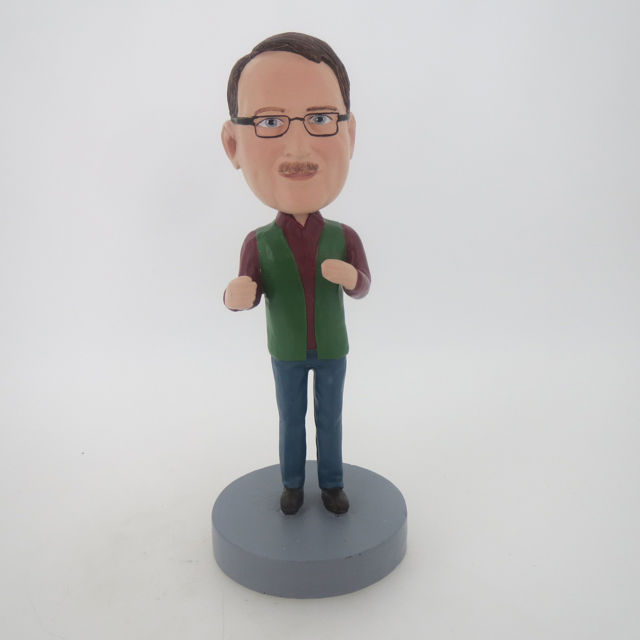 Picture of Custom Bobblehead Doll: Casual Man Wearing Glass