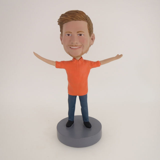 Picture of Custom Bobblehead Doll: Casual Man Welcoming