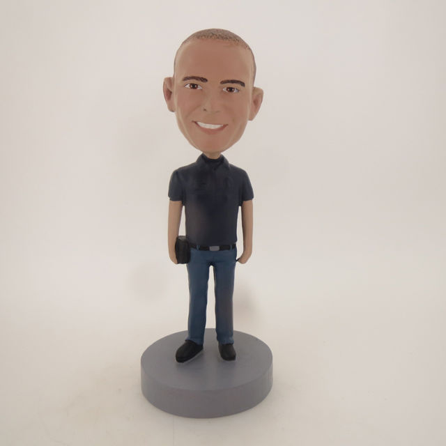 Picture of Custom Bobblehead Doll: Man Holding Black Purse