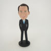 Picture of Custom Bobblehead Doll: Man In Black Suit And Blue Tie