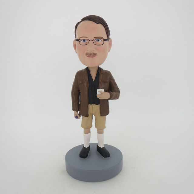 Picture of Custom Bobblehead Doll: Man In Leather Clothing With A Cup