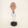Picture of Custom Bobblehead Doll: Man In Pure White And Blue Tie
