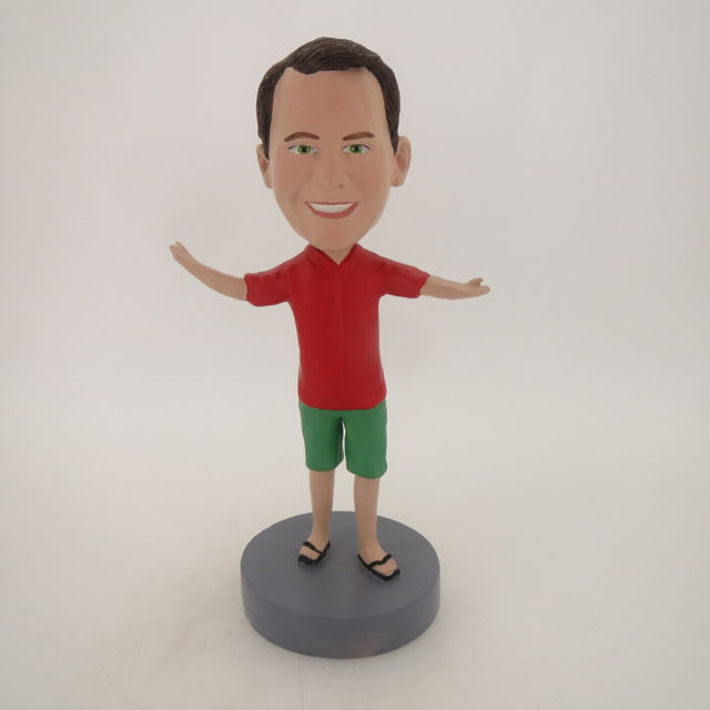 Picture of Custom Bobblehead Doll: Man In Red And Green Welcoming