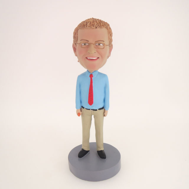 Picture of Custom Bobblehead Doll: Man With Blue Shirt And Red Tie