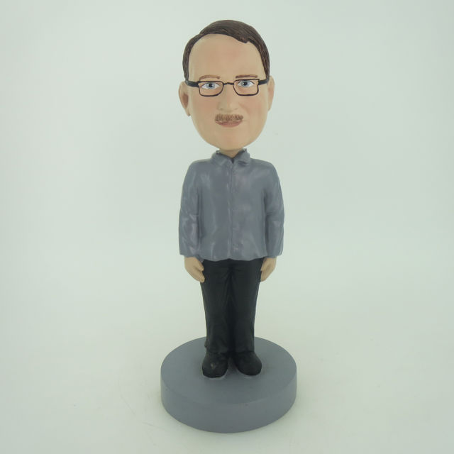 Picture of Custom Bobblehead Doll: Man With Glass Stand Still