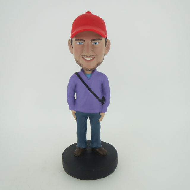 Picture of Custom Bobblehead Doll: Purple Man With Red Hat