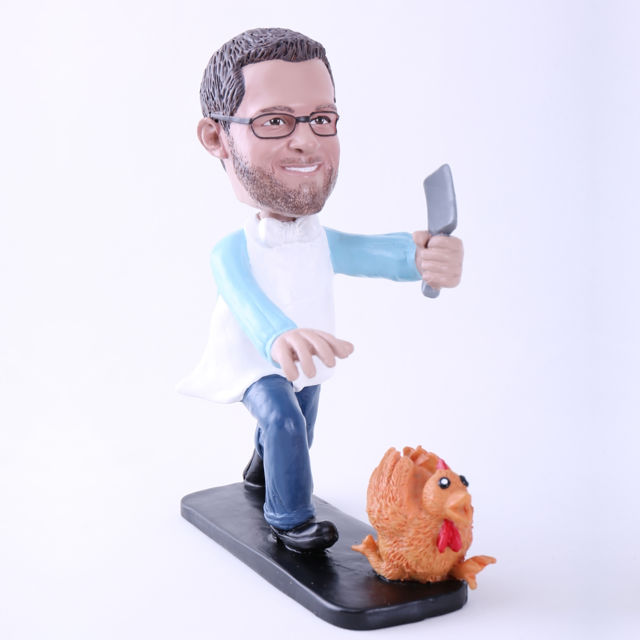 Picture of Custom Bobblehead Doll: Man Killing Turkey (About 9" Tall)
