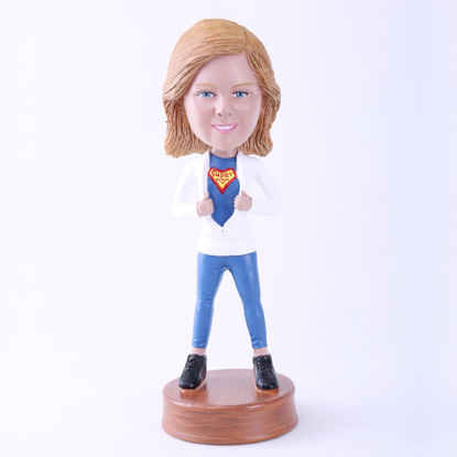 Picture of Custom Bobblehead Doll: Mom Opening Up Chest Showing Braveness