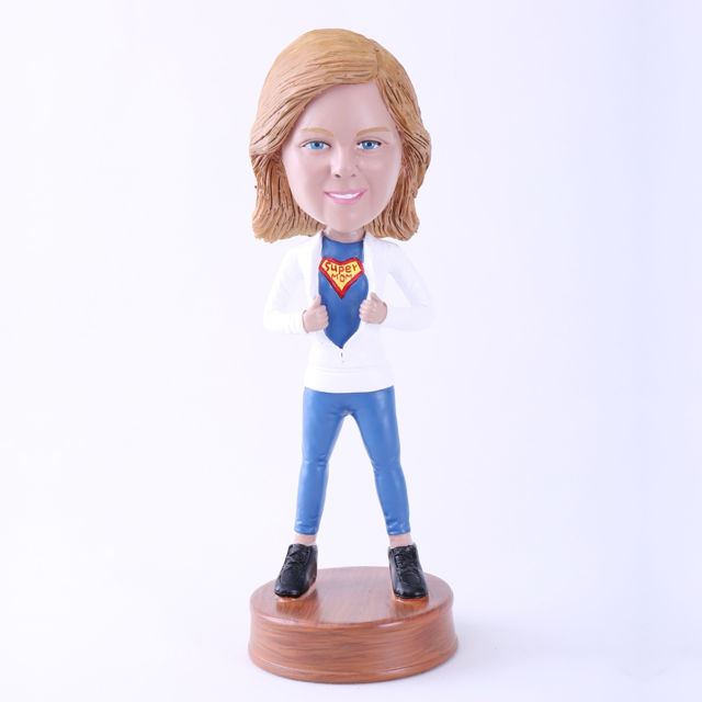 Picture of Custom Bobblehead Doll: Mom Opening Up Chest Showing Braveness