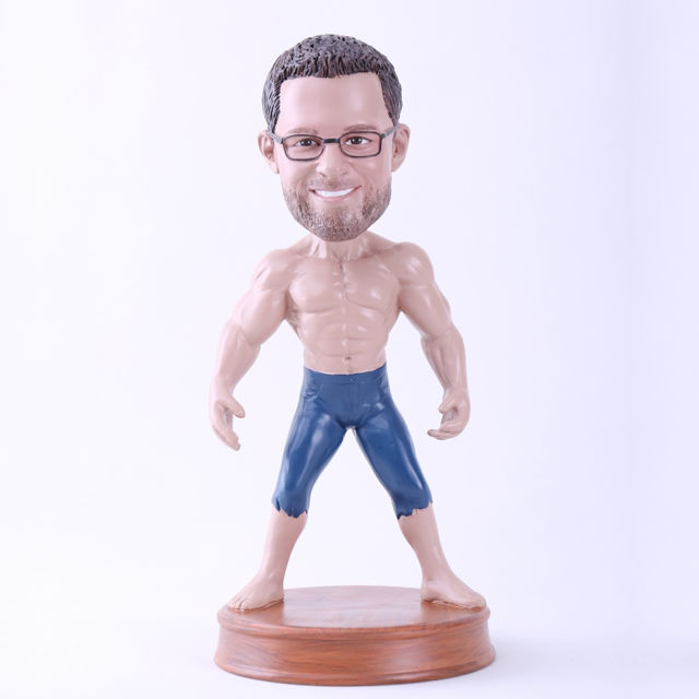 Picture of Custom Bobblehead Doll: Topless Muscle Man (About 9" Tall)